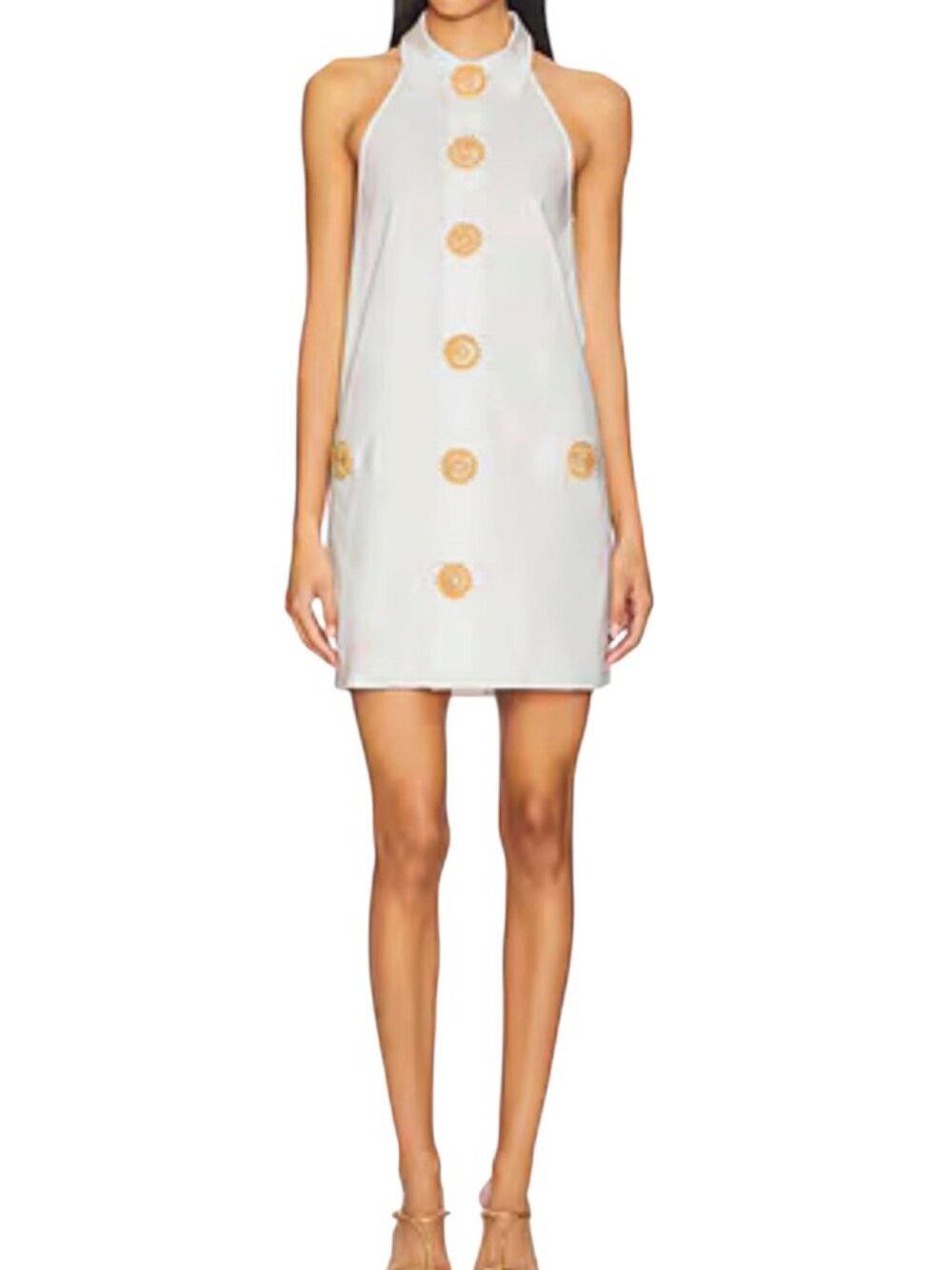 My Beachy Side Amber White Crochet Button Mini Dress M NWT